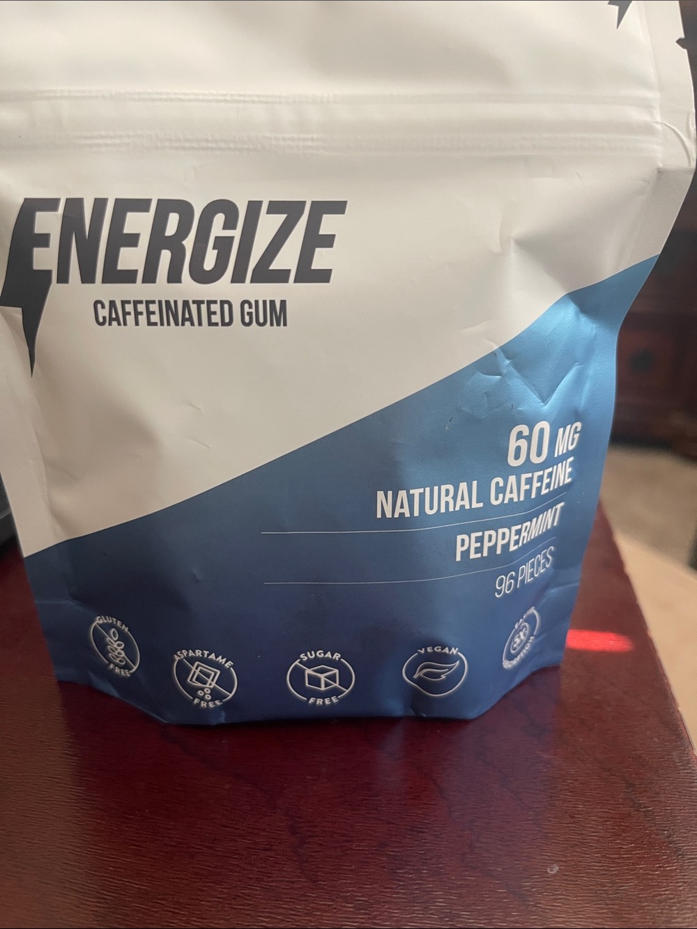 Energie Energize Peppermint Caffeinated Gum - White and Blue Pack